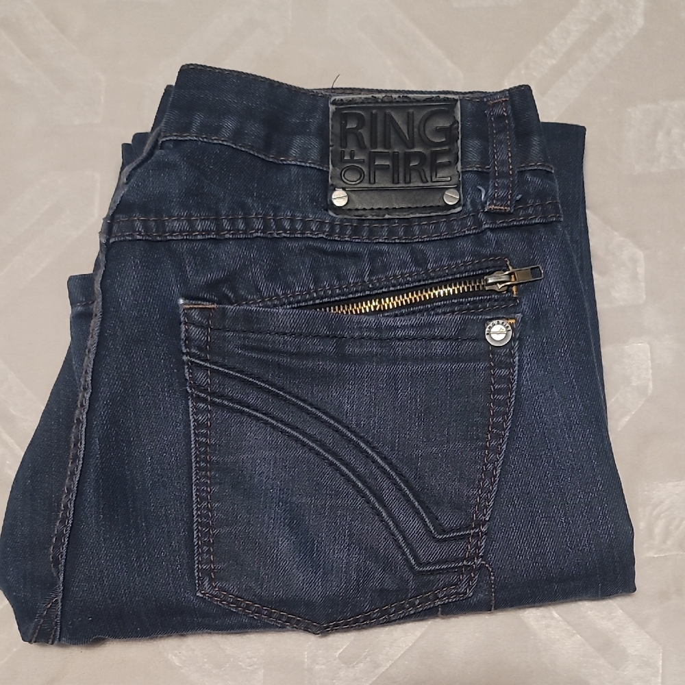 Ring of Fire Men's Slim Straight Jeans - Dark Blue